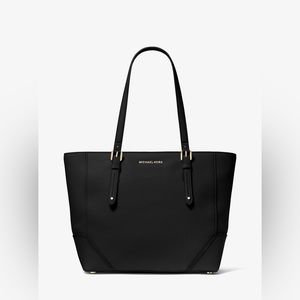 Michael Kors Aria Pebbled Black Leather Tote